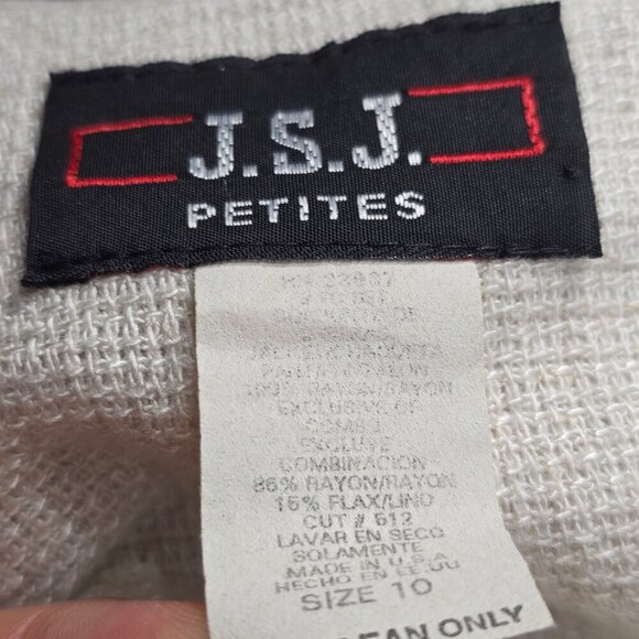 Vintage JSJ Petites Navy White Woven Tapestry Navajo Aztec Crop Length Shirt USA - Picture 9 of 9